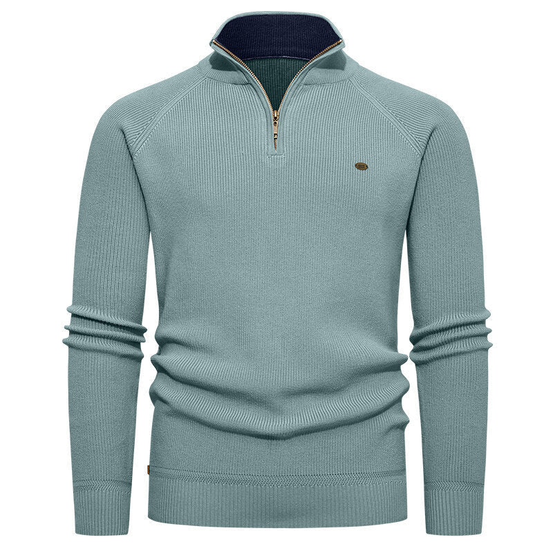 Herren Strickpullover mit Stehkragen und Reißverschluss ModeGeist