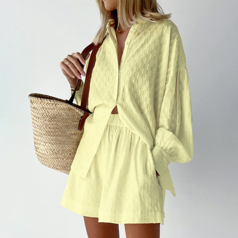 Damen Lässiges Oberteil und Shorts Set mit luftiger Passform ModeGeist