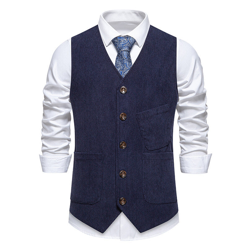 Herren elegante Cordweste mit praktischen Taschen und fein strukturiertem Design ModeGeist