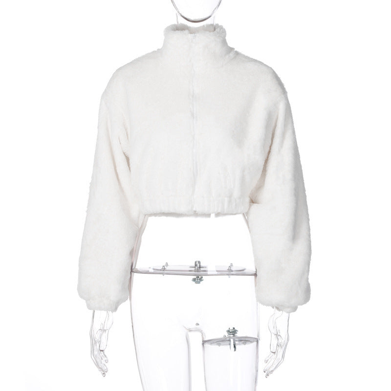 Kurze Damen Fleecejacke mit hohem Kragen von MODEGEIST