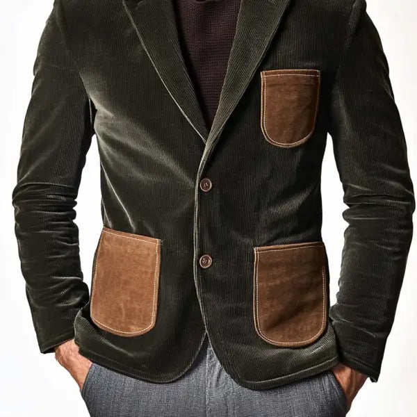 Herren elegante Cordjacke mit applikationen ModeGeist