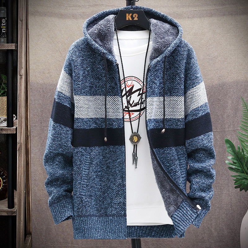 Herren Fleece-Hoodie mit hohem Kragen und Struktur ModeGeist