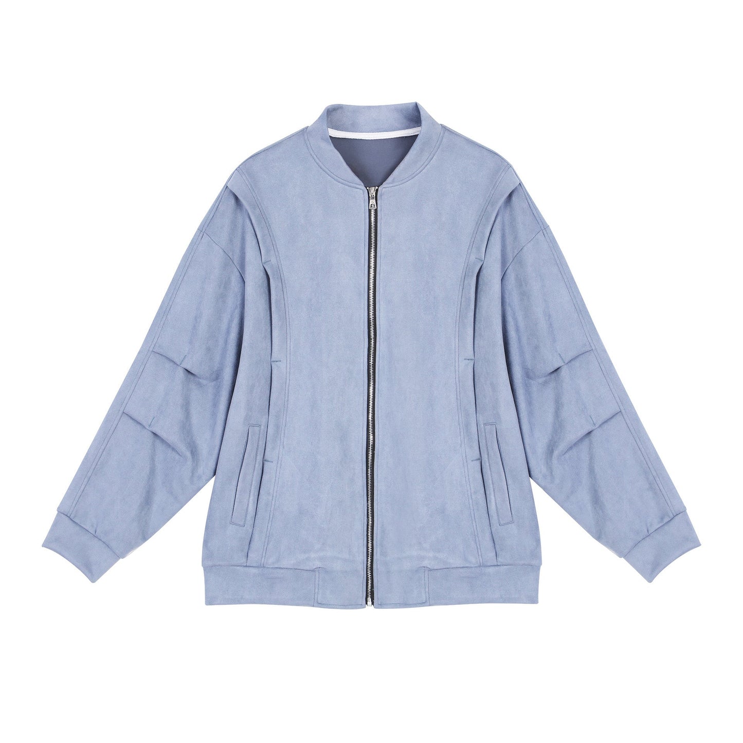 Damen stylische Oversize-Jacke aus weichem Kunstleder mit praktischen Taschen und durchgehendem Reißverschluss ModeGeist