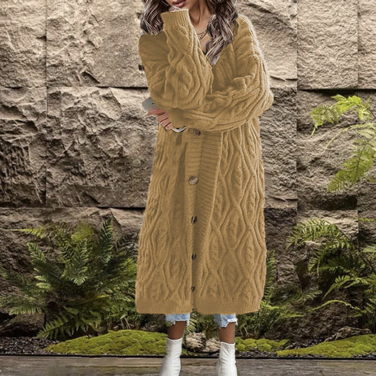 Damen Strickmantel mit kunstvollem Zopfmuster ModeGeist
