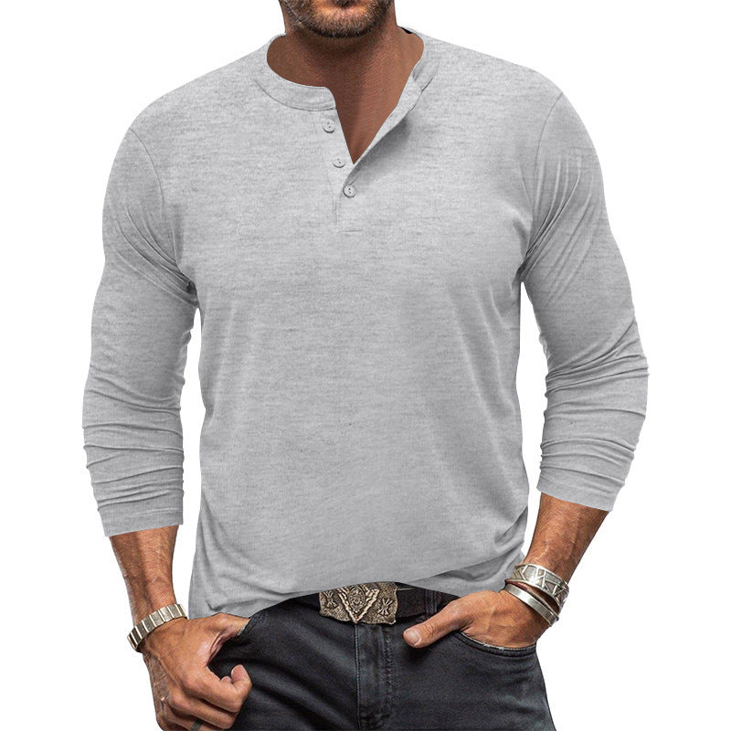 Herren Langarm T-Shirt mit Knopfleiste ModeGeist