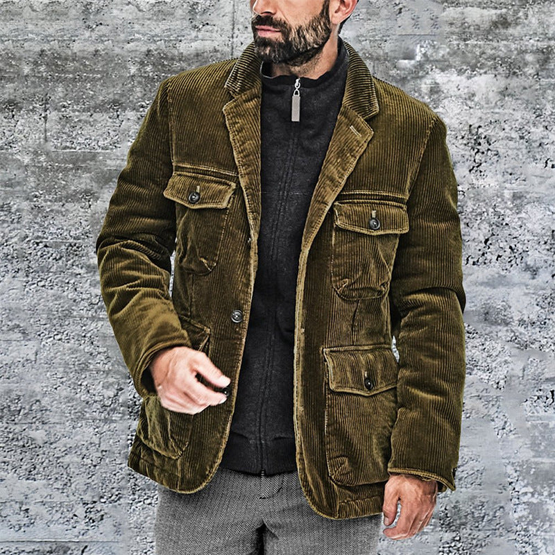 Herren Cordjacke mit praktischen aufgesetzten Taschen und modernem Schnitt ModeGeist