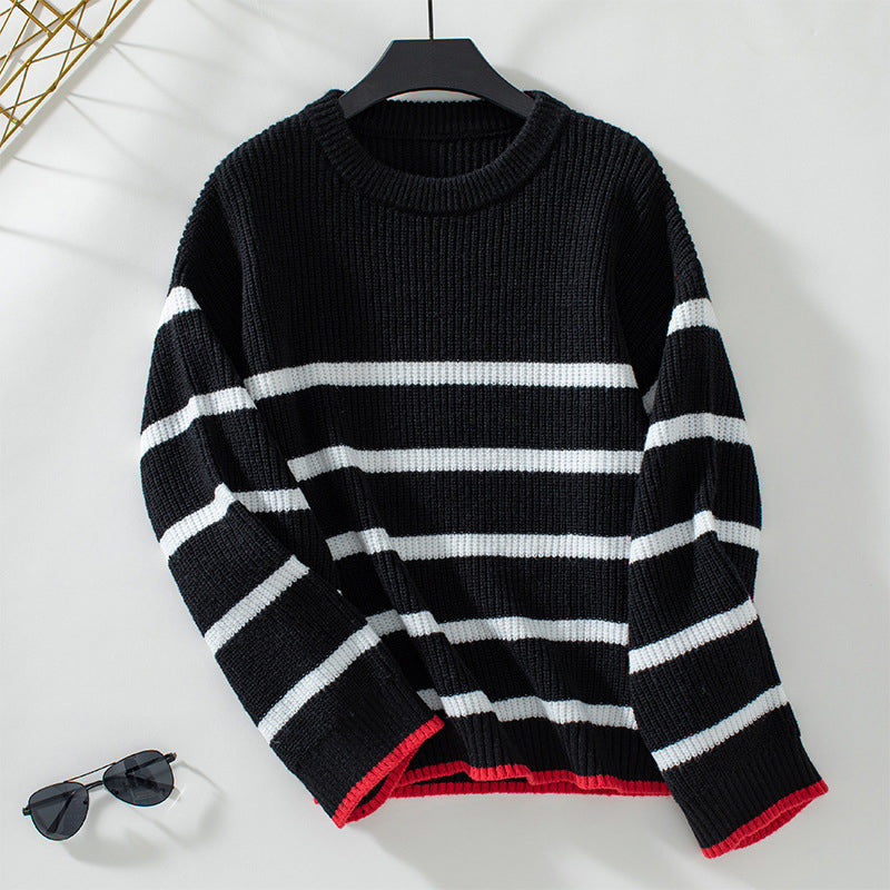 ModeGeist | Gestreifter Strickpullover Mit Weichem Material