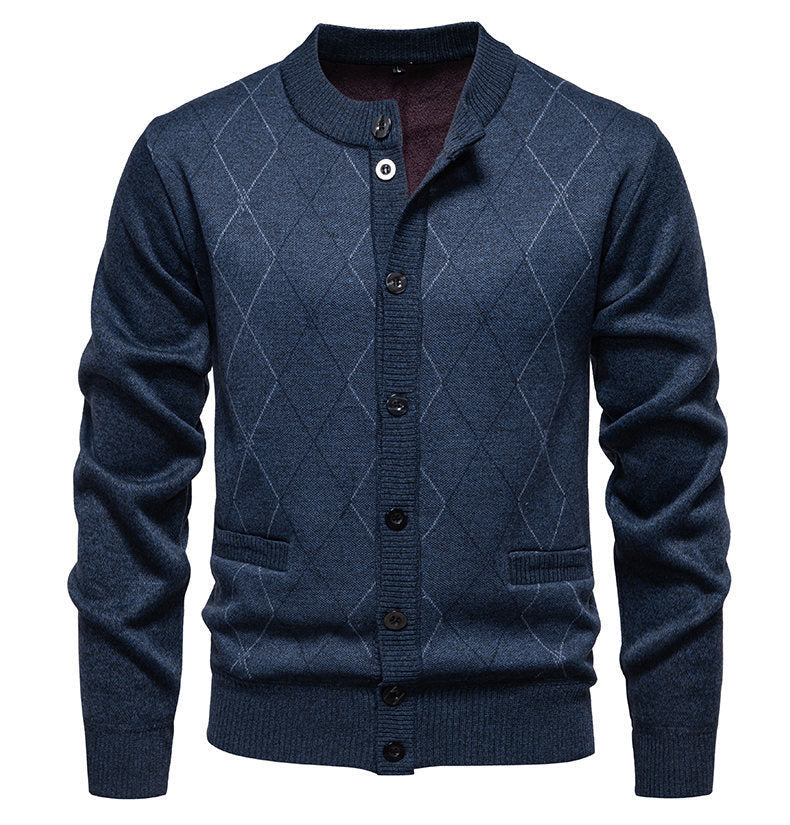 Herren stylische Strickjacke mit diamantförmigem Muster ModeGeist