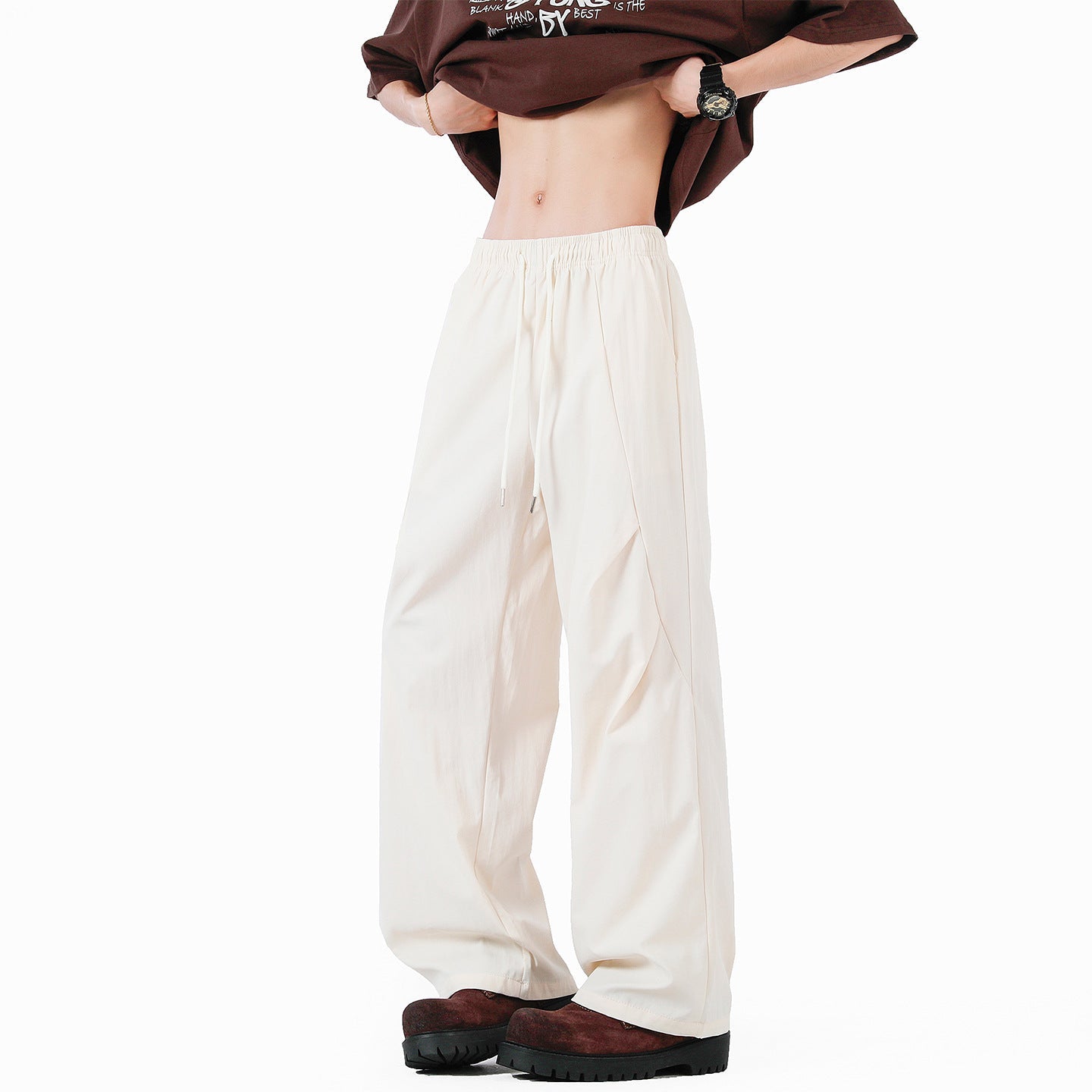 Unisex elegante Freizeithose mit hohem Bund und lockerer Passform ModeGeist