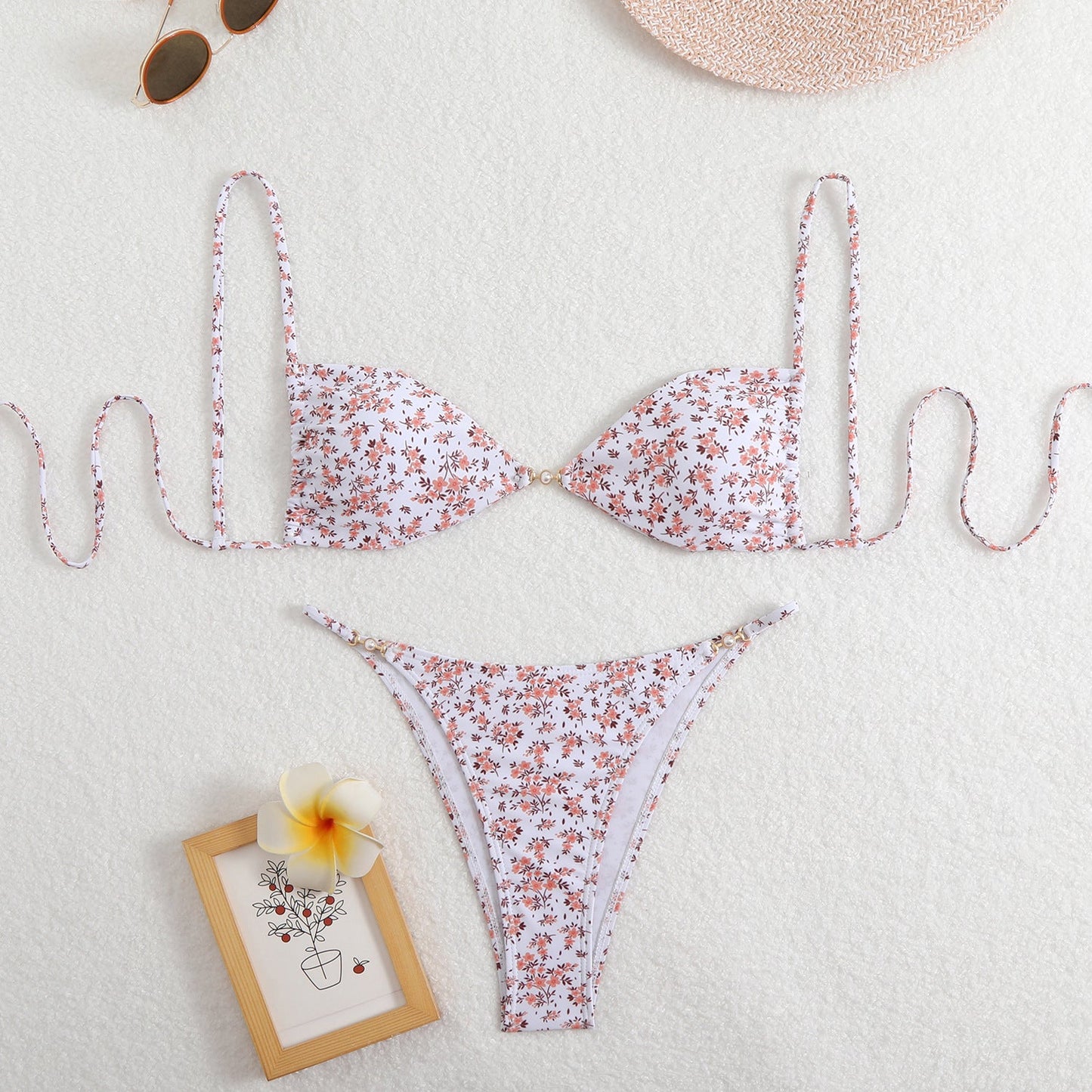 Modischer Dreieck-Bikini mit Blumenmuster für Damen