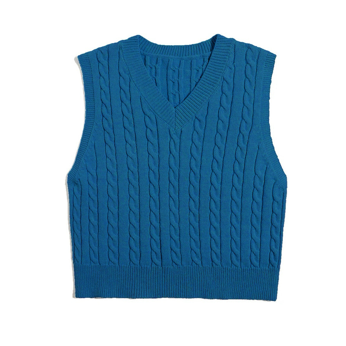 Damen Strickweste mit V-Ausschnitt und Zopfmuster ModeGeist