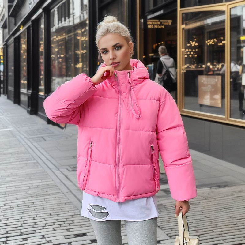 Damen modische Pufferjacke mit verstellbarer Kapuze und dicken Isolierungen ModeGeist