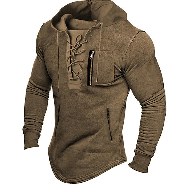 Herren modischer Kapuzenpullover mit einzigartigem Schnürdesign ModeGeist