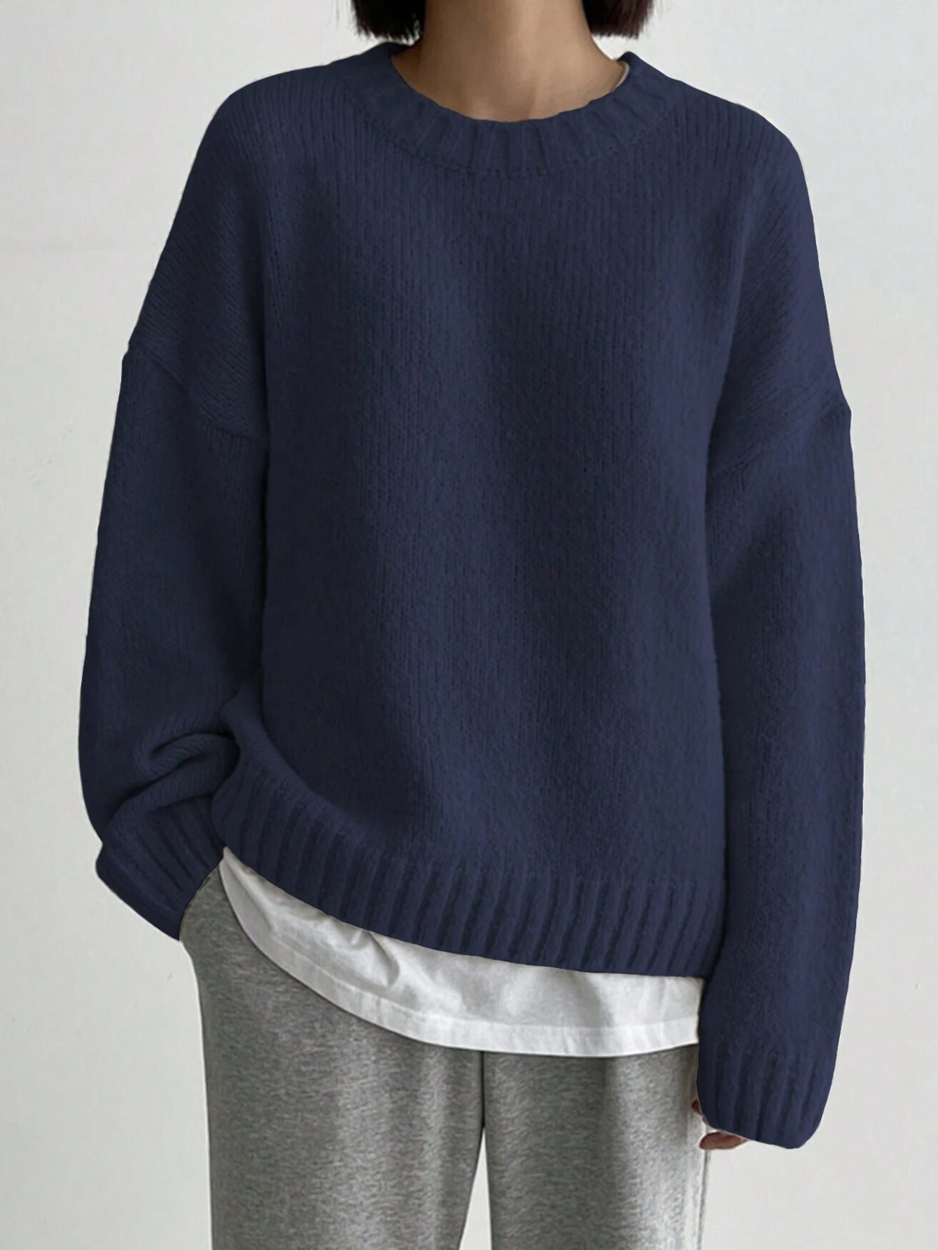 ModeGeist | Pullover - Damen Herbst Oversized Rundhals Strickpullover