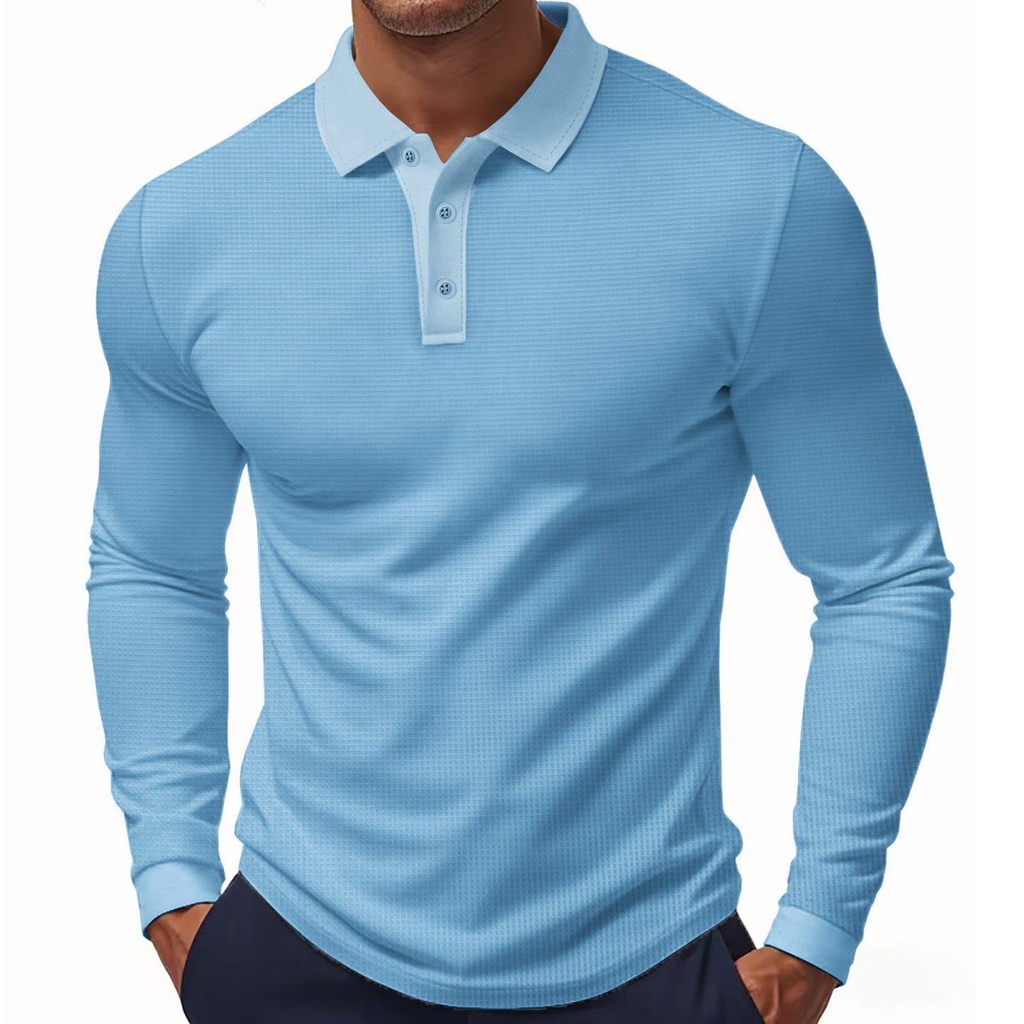 Herren Langarm-Polohemd im strukturierten Design mit modernem Schnitt ModeGeist