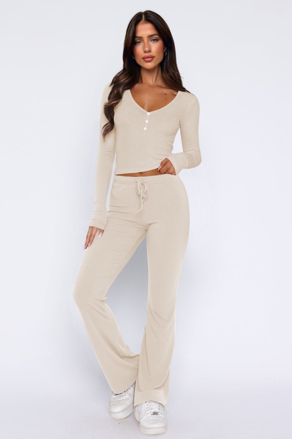 ModeGeist | Damen Loungewear Satz mit Schlaghose und Crop Top