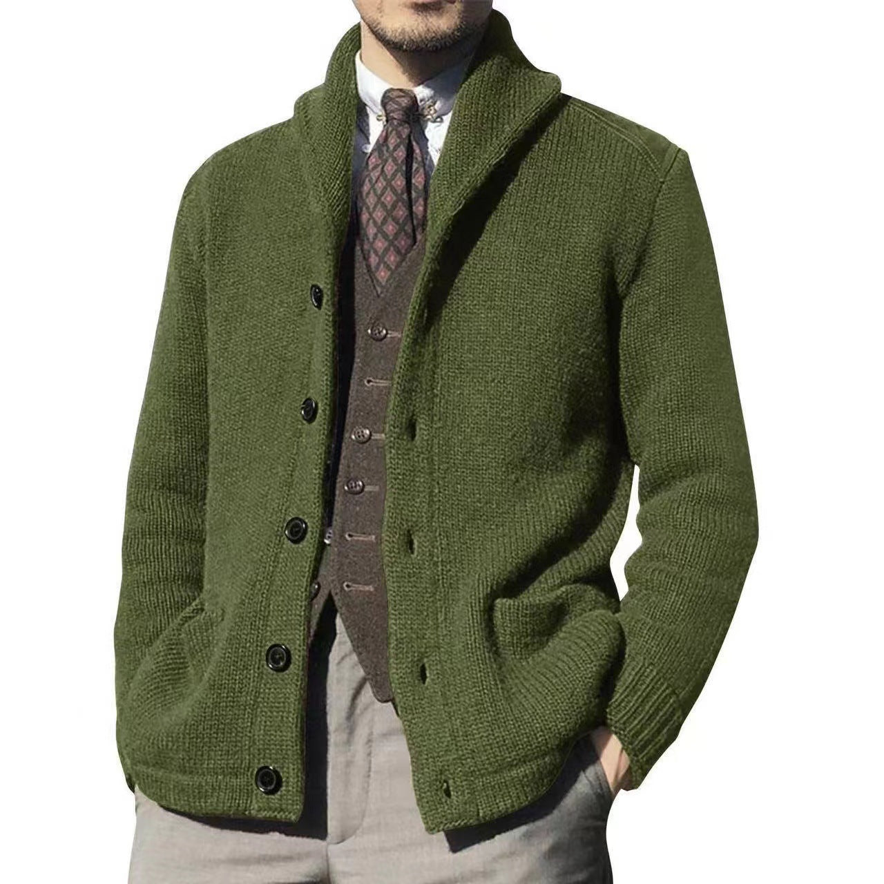 Herren Strickjacke im modernen Casual-Stil mit Schalkragen ModeGeist