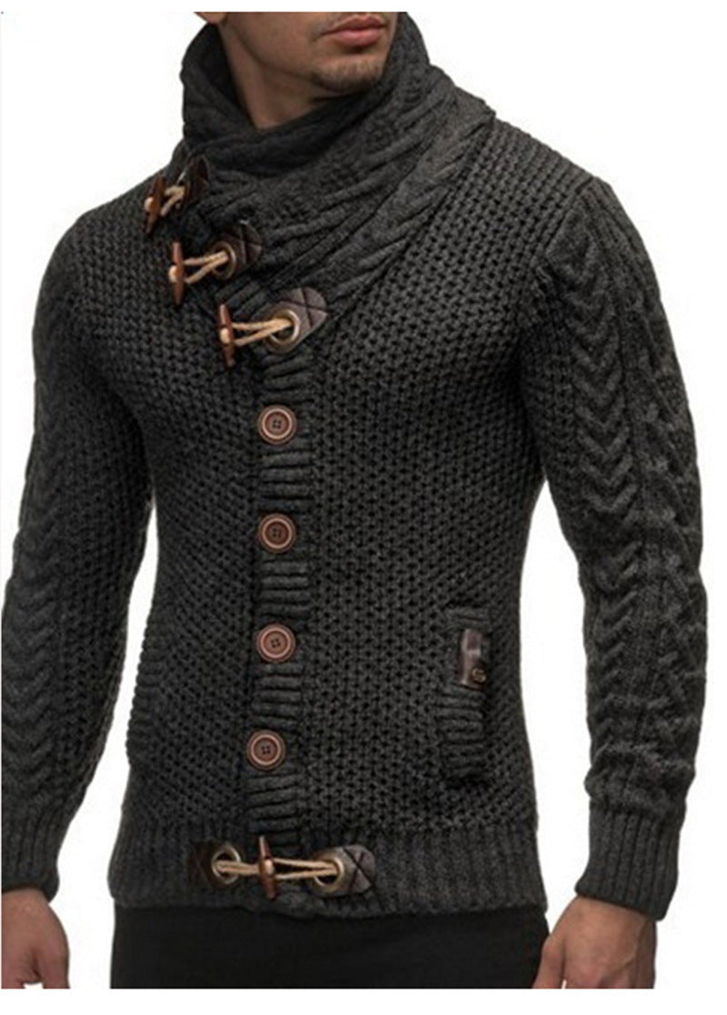 Herren Strickjacke mit asymmetrischem Kragen und einzigartigem Knopfdesign ModeGeist