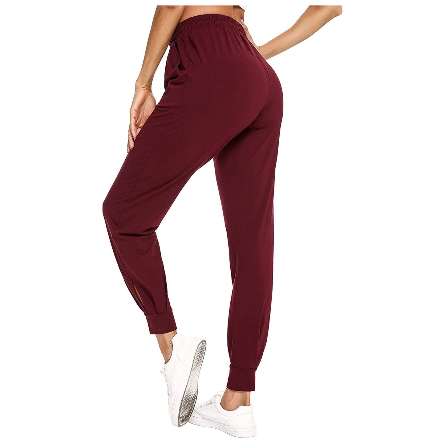 Damen Bequeme Sporthose mit elastischem Bund und seitlichen Taschen ModeGeist