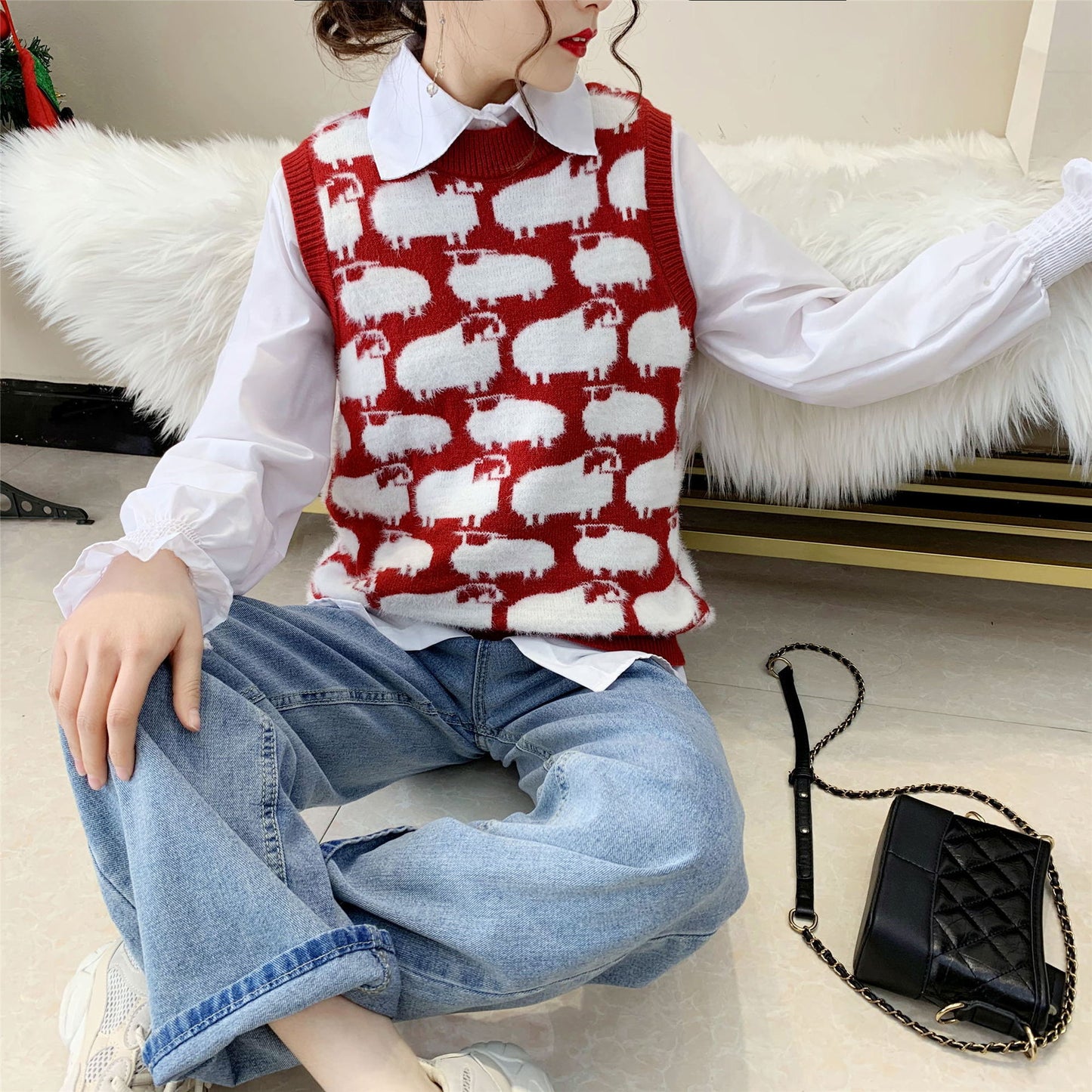 Damen Strickpullover mit verspieltem Tiermotiv und lässigem Schnitt ModeGeist