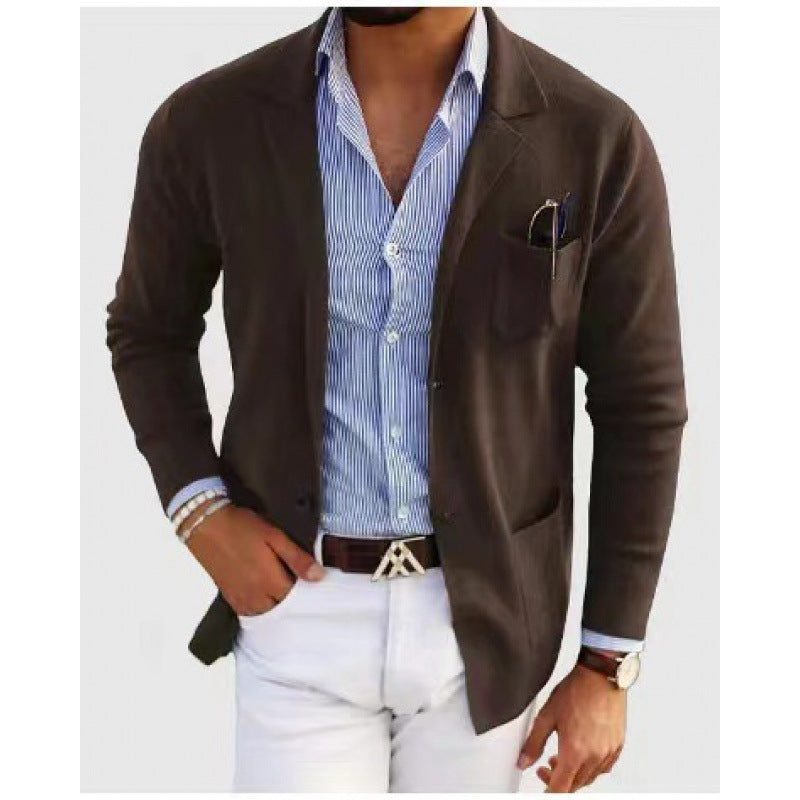 Herren eleganter feiner Strickblazer mit praktischen Taschen ModeGeist