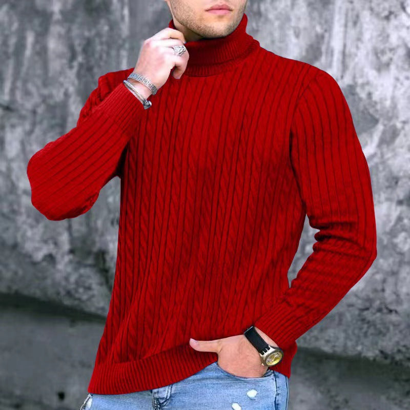 Herren Strickpullover mit modernem Rippmuster und hohem Kragen ModeGeist