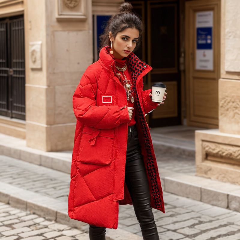 Damen gefütterter langärmliger Winterparka mit verstellbarem Kapuzenkragen und praktischen Taschen ModeGeist