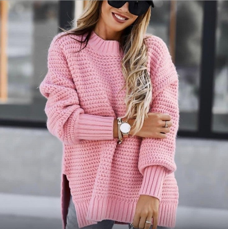 Damen kuscheliger Strickpullover mit strukturiertem Muster und weitem Schnitt ModeGeist