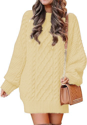 Damen Großer Strickpullover mit Zopfmuster und lässigem Schnitt ModeGeist