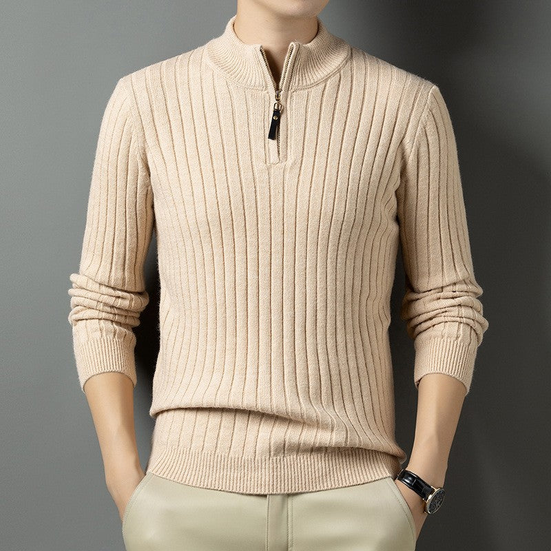 Herren Strickpullover mit modernem Stehkragen im Rippdesign ModeGeist
