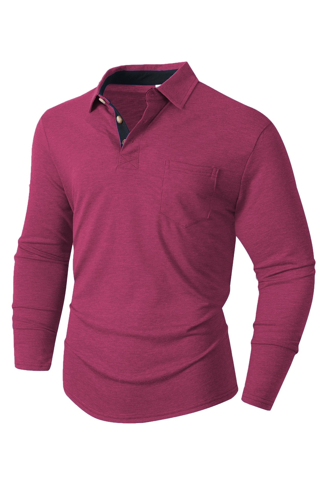 Herren elegantes Langarm Poloshirt mit modernem Kragen und leichtem Stretch ModeGeist