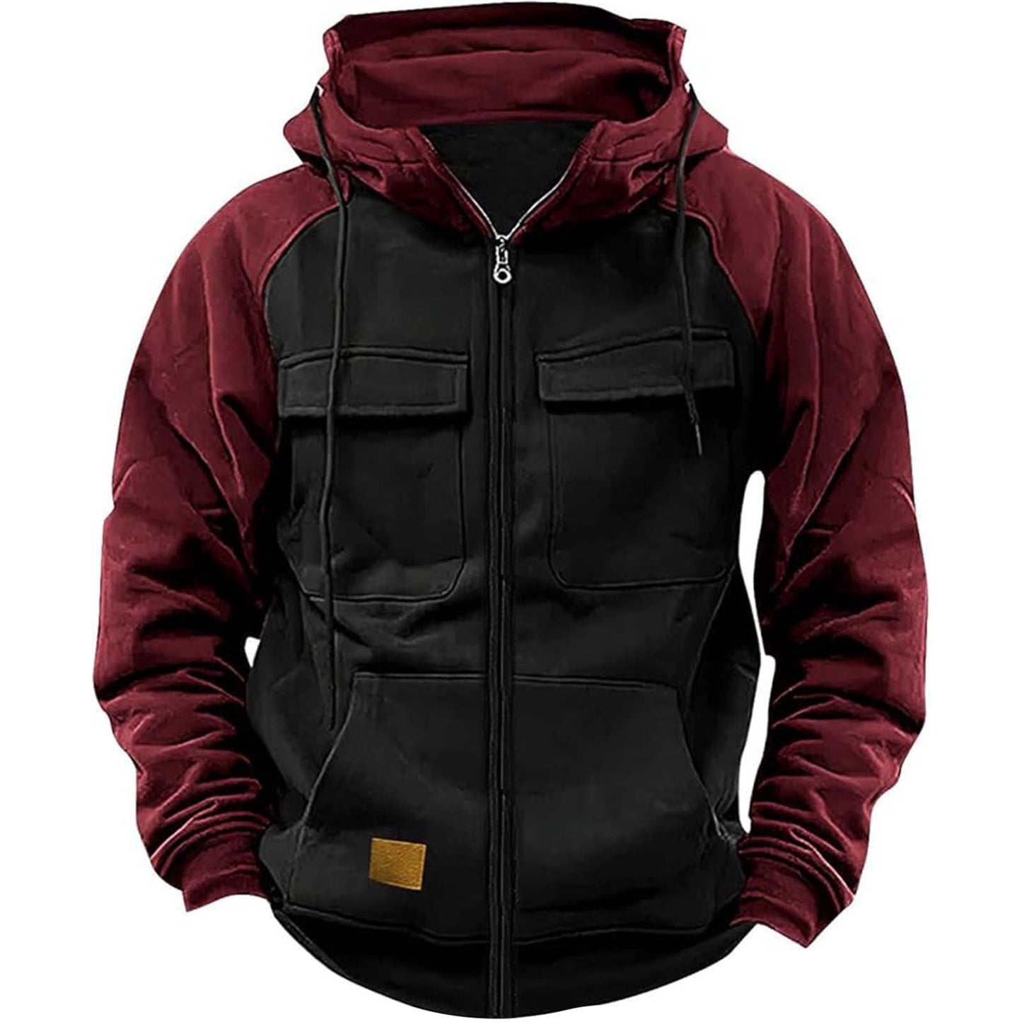 Herren Kapuzenjacke mit praktischen Vorder-Utility-Taschen und hohem Kragen ModeGeist