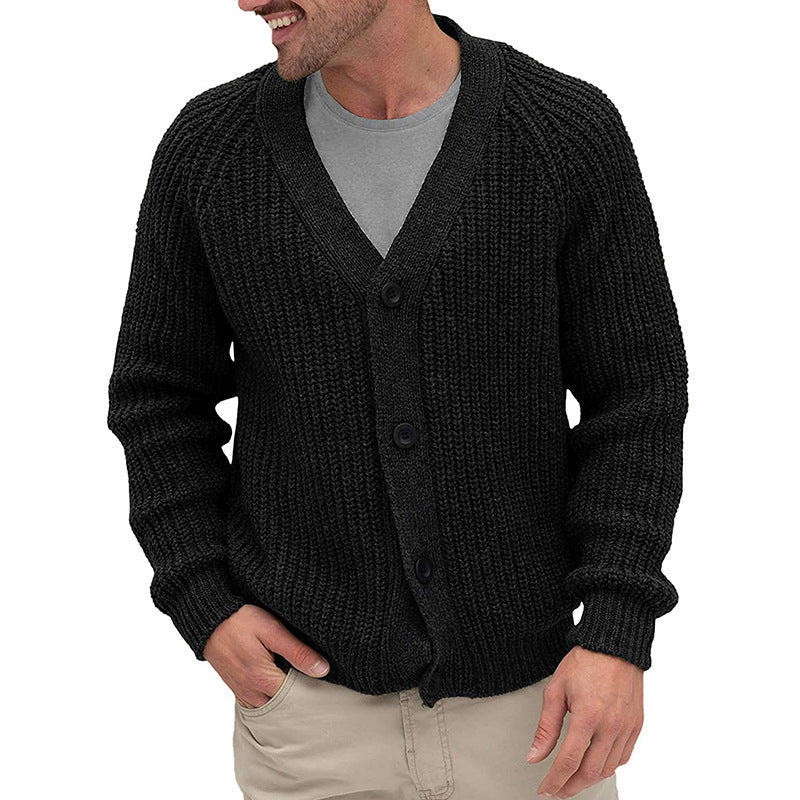 Herren Strickjacke mit grober Maschenstruktur und eleganten Knopfdetails ModeGeist