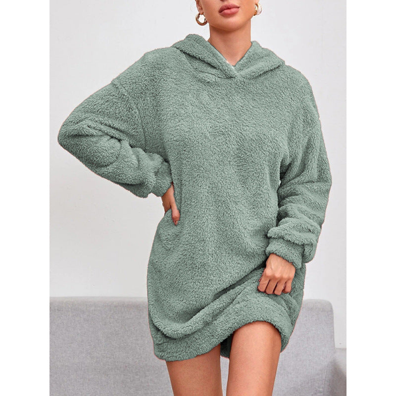 Damen Kuscheliger Oversize-Hoodiekleid aus weichem Fleece ModeGeist