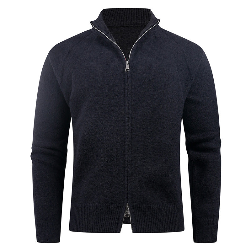 Herren hochwertige Strickjacke mit modernem Reißverschluss und hochgezogenem Kragen ModeGeist