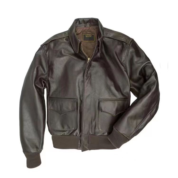 Herren Flugjacke aus hochwertigem Lammleder mit praktischen Taschen und elastischem Bündchen ModeGeist