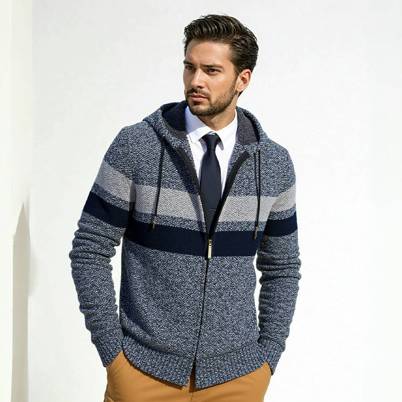 Herren Strickjacke mit Kapuze und modischem Zipper ModeGeist