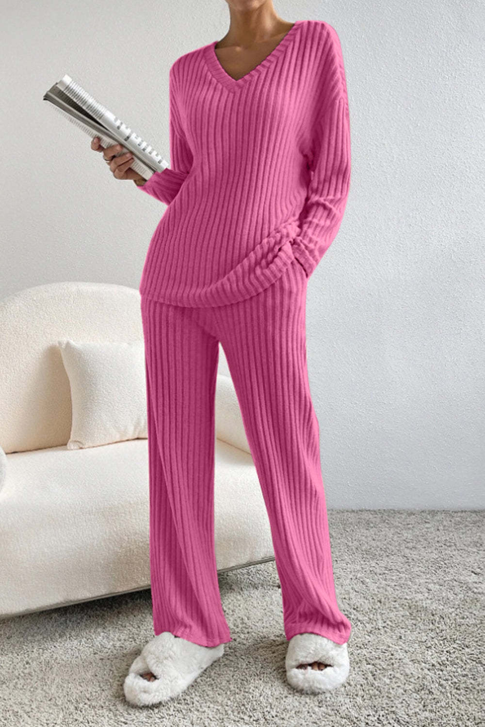 Damen Bequemes Lounge-Set mit Rippstruktur ModeGeist