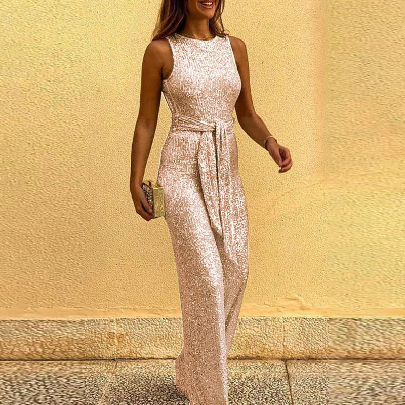 Damen Glitzerndes Abendkleid mit elegantem Taillengürtel ModeGeist