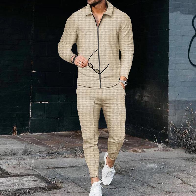 Herren modisches Freizeitanzug mit strukturiertem Oberteil und moderner Hose ModeGeist