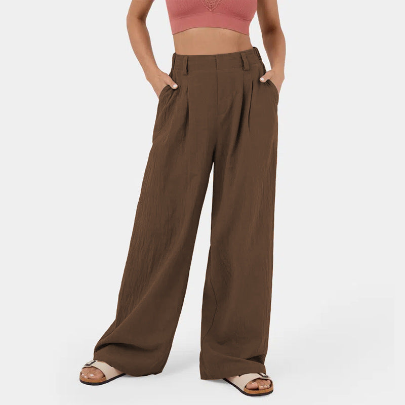 Damen Weite Chinohose mit elegantem Faltenwurf und seitlichen Taschen ModeGeist