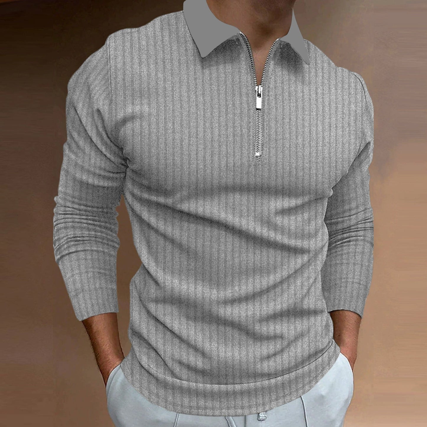 Herren Poloshirt mit elegantem Reißverschluss und strukturiertem Design ModeGeist