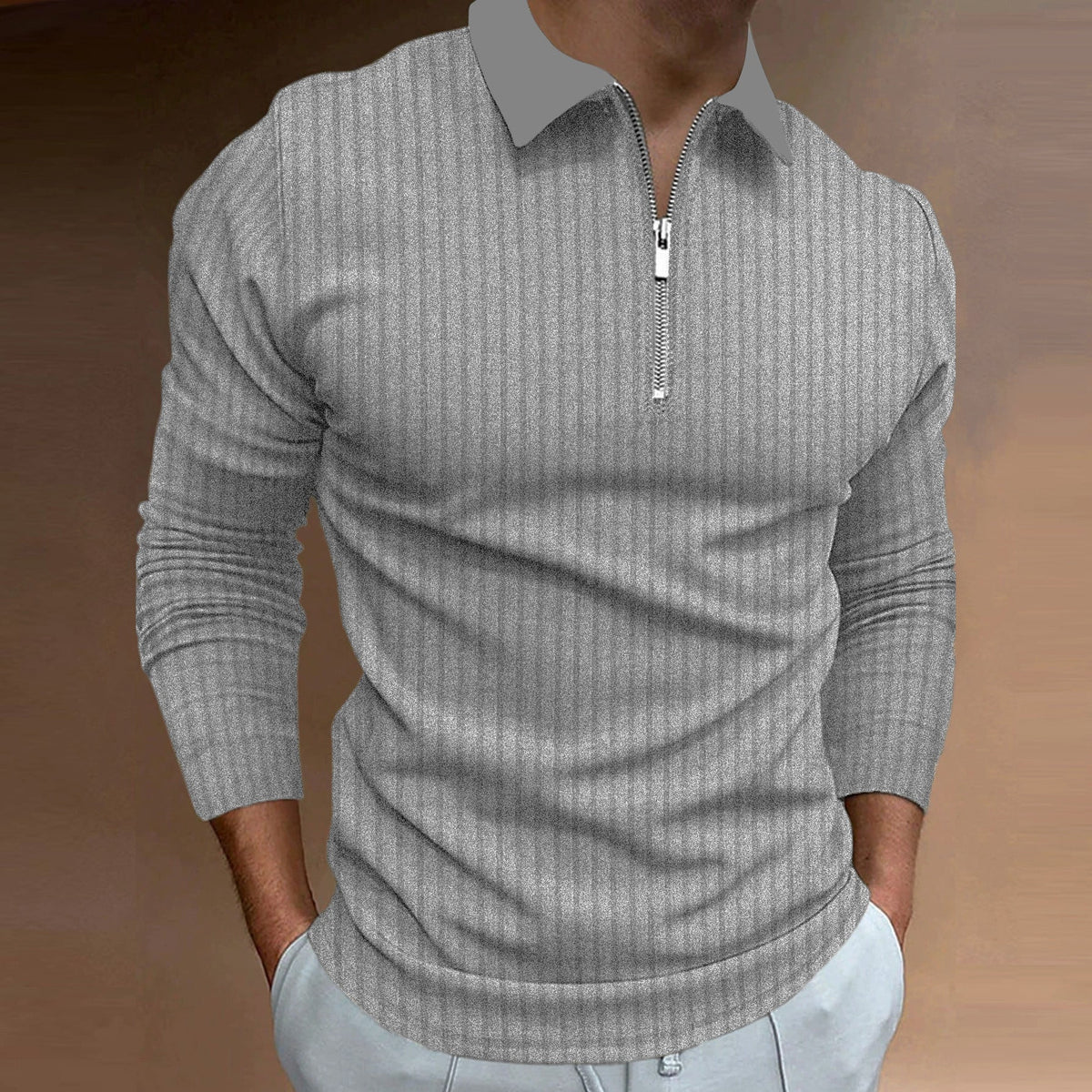 Herren Poloshirt mit elegantem Reißverschluss und strukturiertem Design ModeGeist