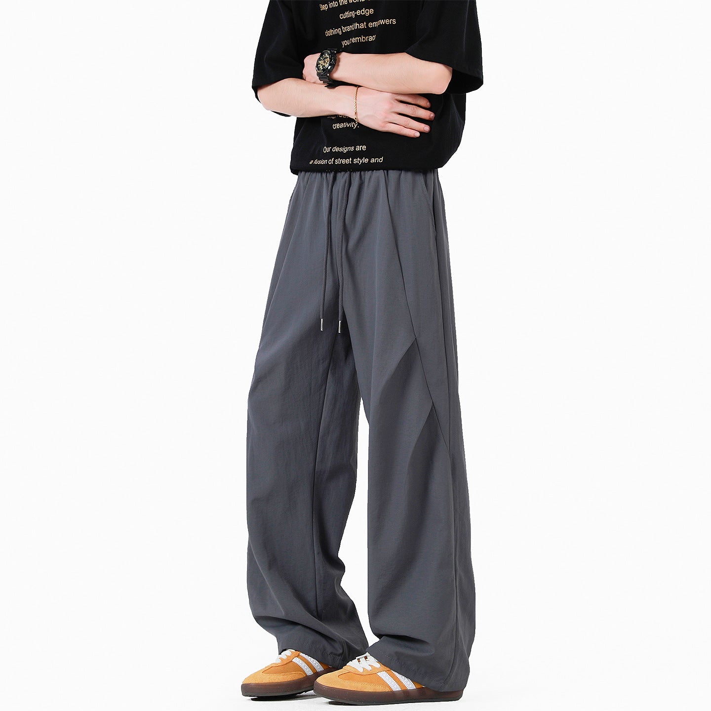 Unisex elegante Freizeithose mit hohem Bund und lockerer Passform ModeGeist