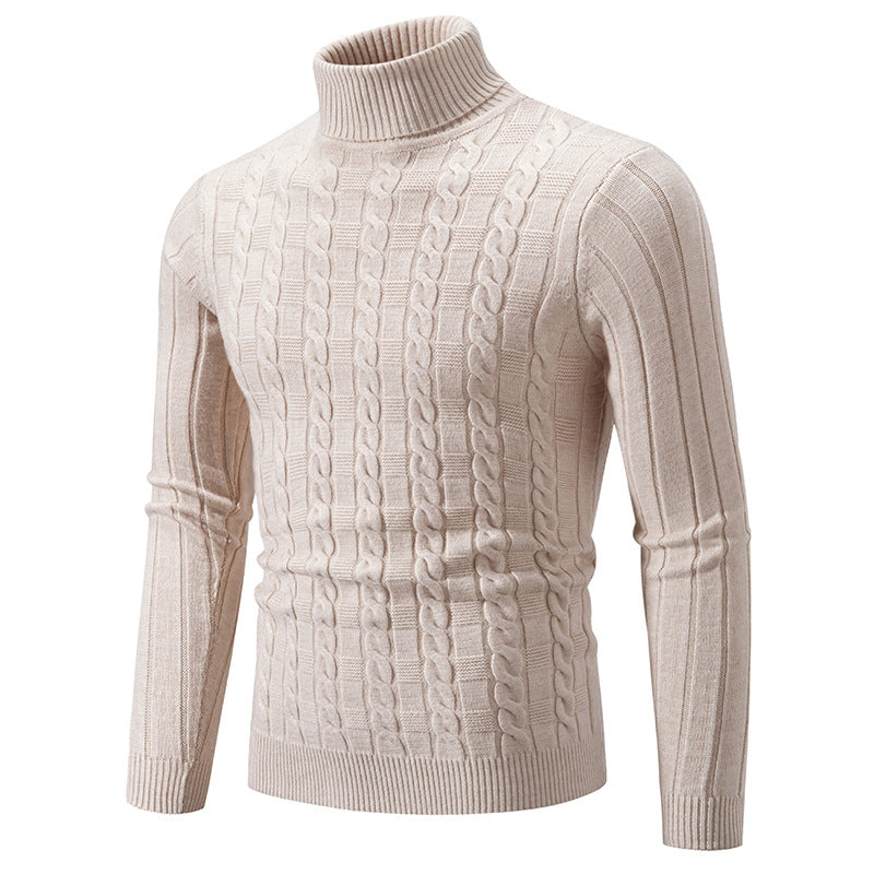 Herren Strickpullover mit hochgeschlossenem Kragen und Zopfmuster ModeGeist