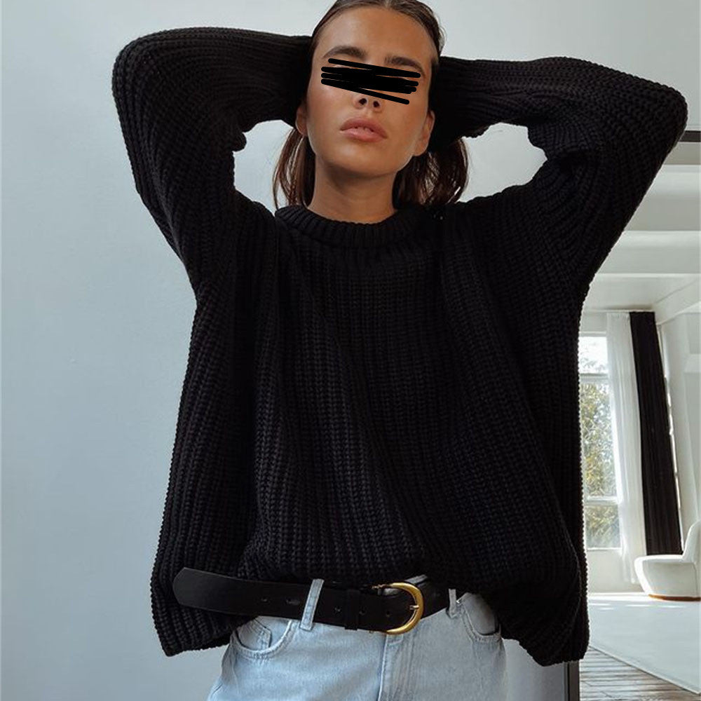 Damen Oversized Strickpullover mit strukturiertem Muster ModeGeist