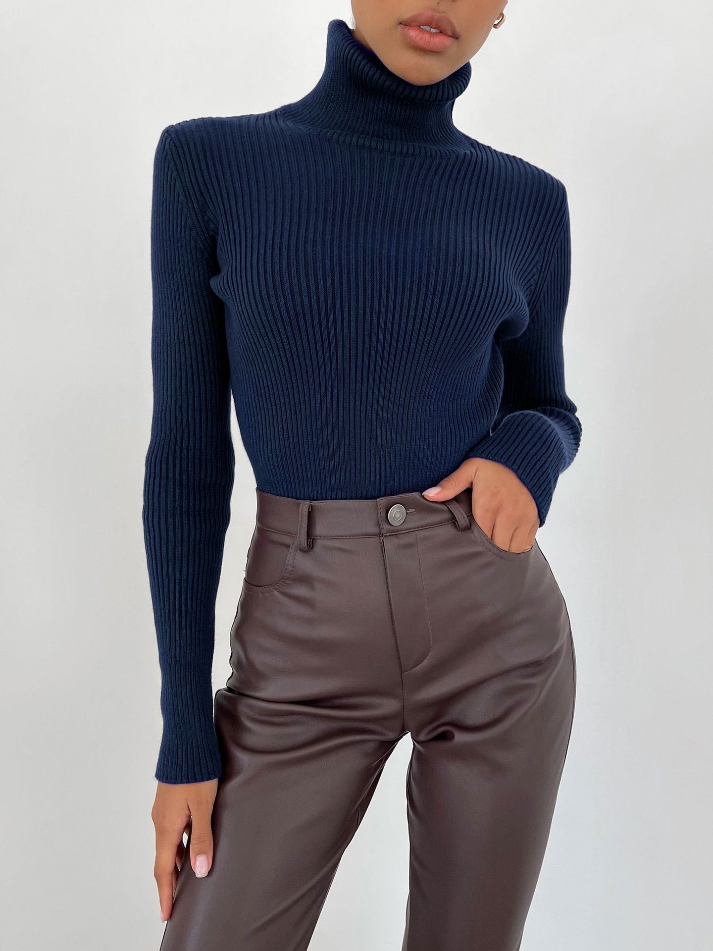 Damen Rollkragenpullover mit geripptem Design und lässigem Schnitt ModeGeist