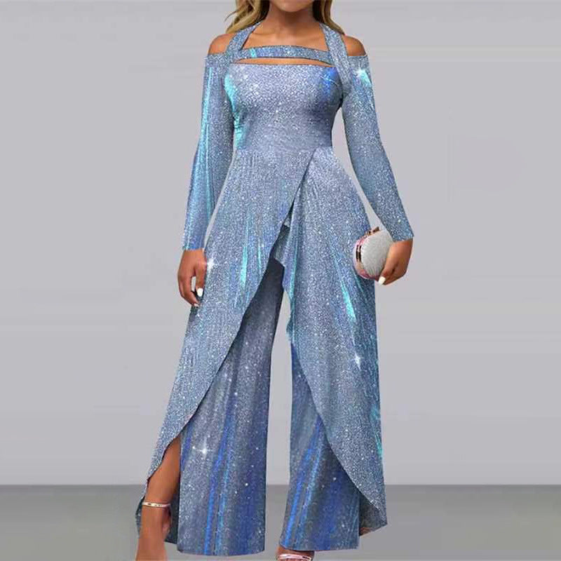 Damen Glamouröses Funktionsjumpsuit mit schimmerndem Effekt und elegantem Design ModeGeist