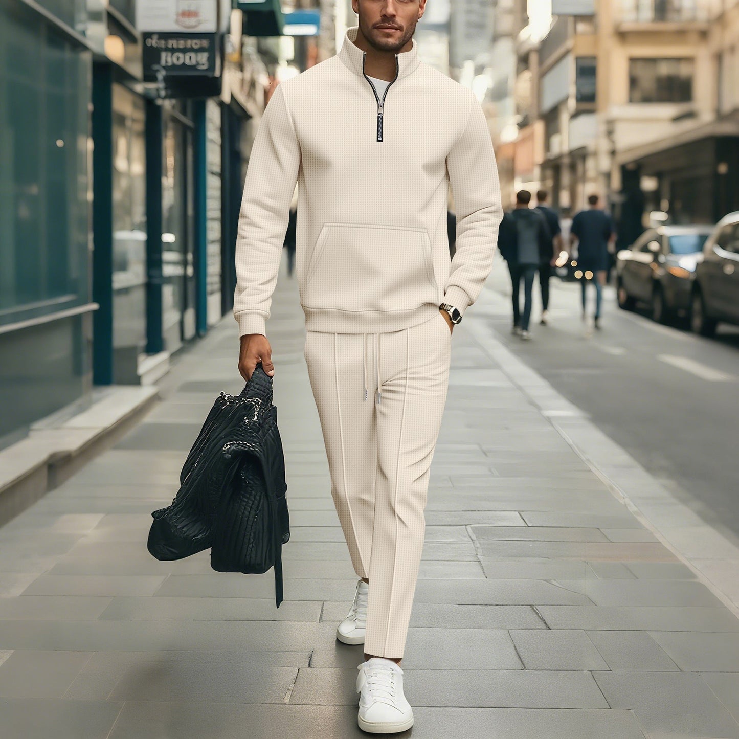 Herren Freizeit Sweater-Set mit modernem Reißverschluss und elastischem Bund ModeGeist