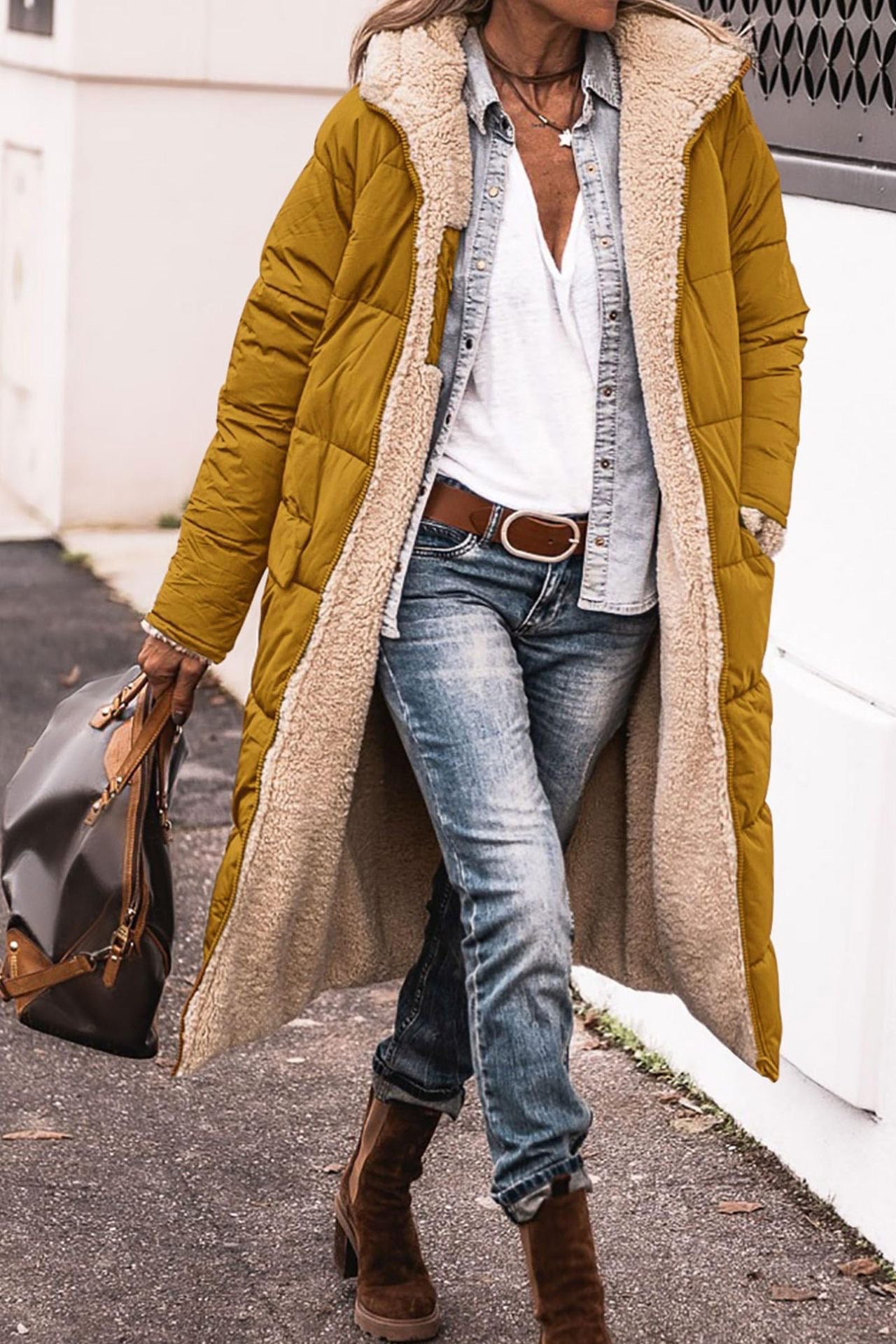 Damen Lange gefütterte Winterjacke mit luxuriösem Innenfutter ModeGeist